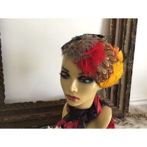 Vintage 1940s pheasant Feathers Multicolor Hat